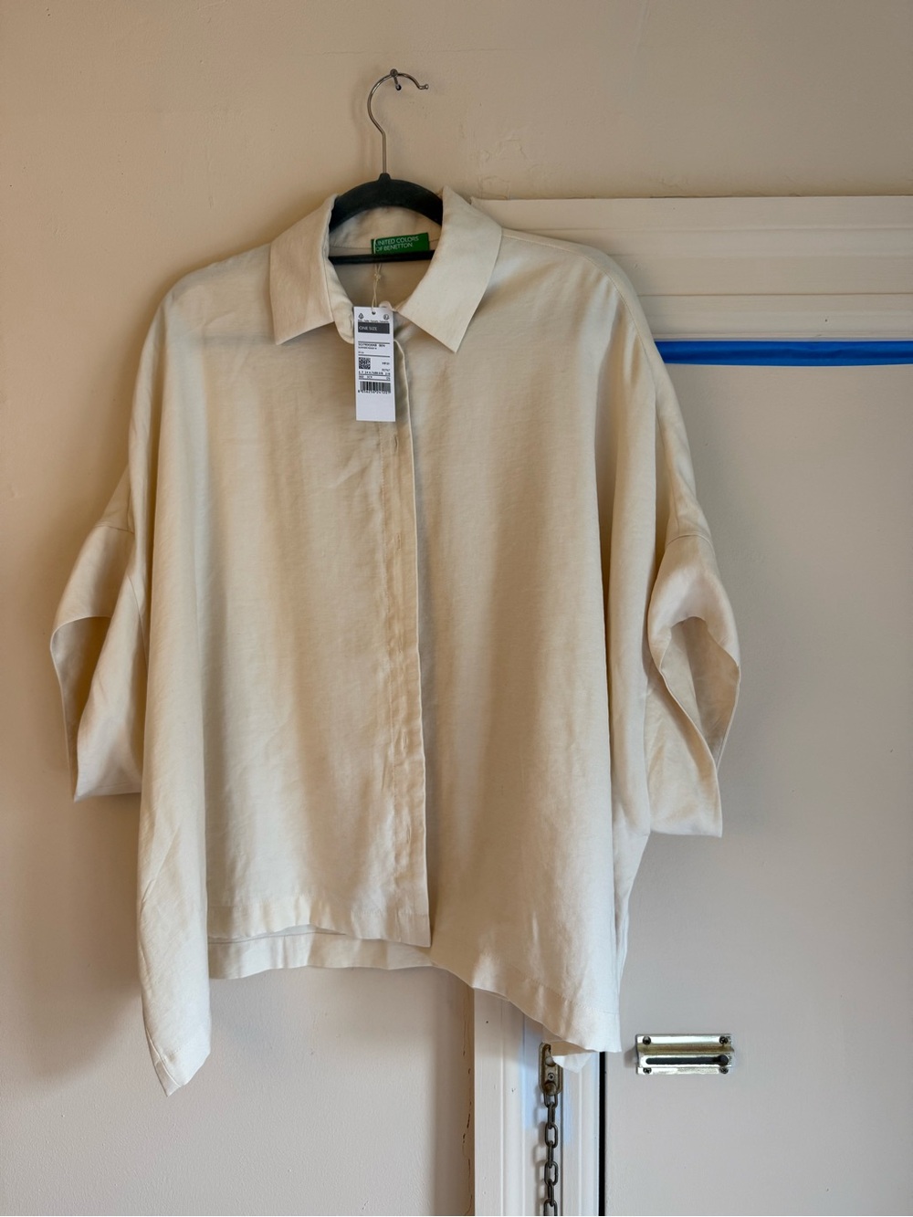 United Colors Of Benetton Cream Button-Up Boxy Blouse
